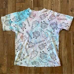 Sponge Bob SquarePants Patrick White Blue Pink Tie Dye Kids Cotton T Shirt L/XL